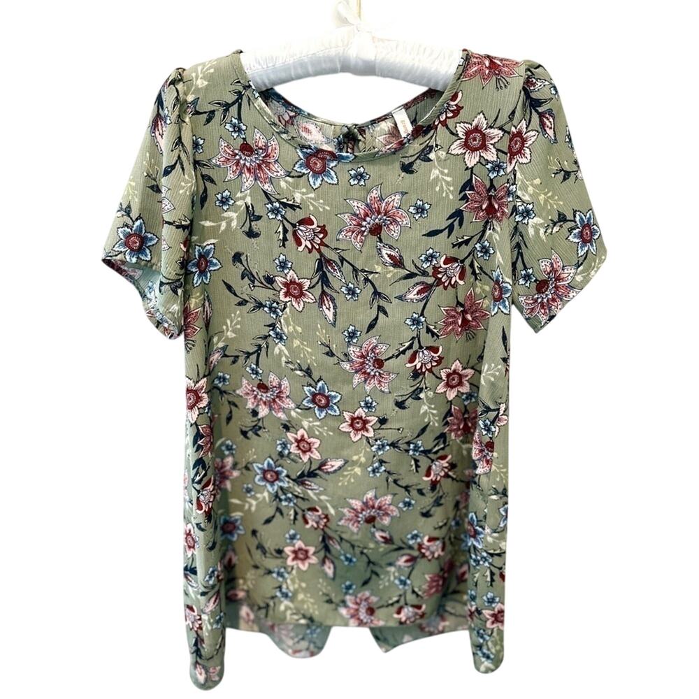 ORANGE CREEK | Green Floral Boho Blouse Cottagecore Top | Small